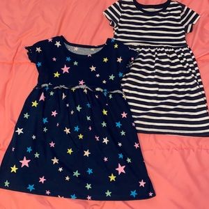 Dresses 4T- dress with stars never worn, navy striped gently worn